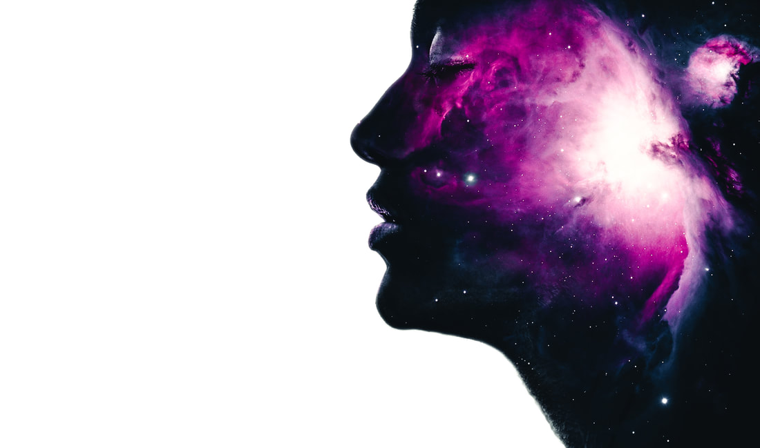 galaxy in head silhouette