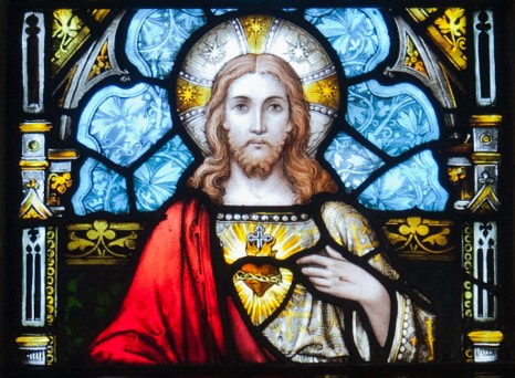 Christ Heart Stained Glass Window