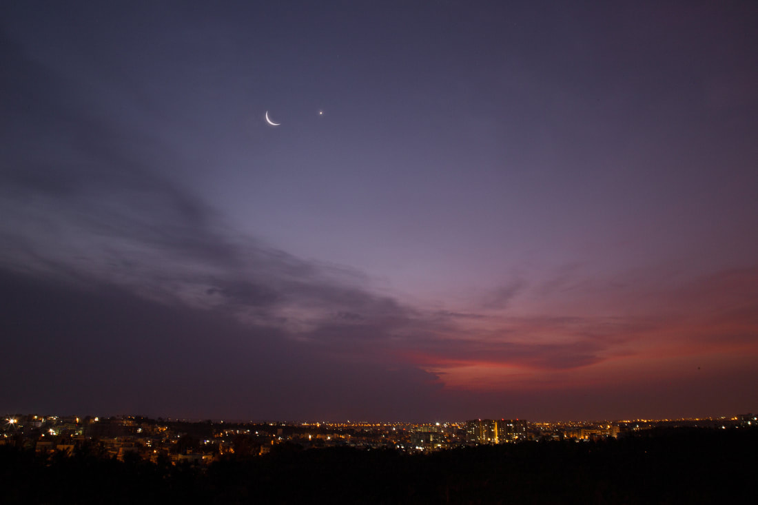 Twilight with crescent moon and venus