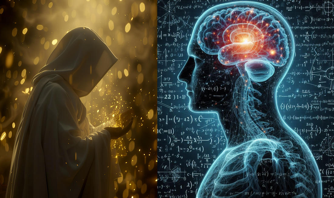 Mystical mind and mathematics symbols
