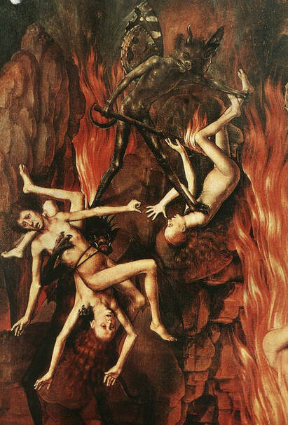demons, fallen souls, and hell fire