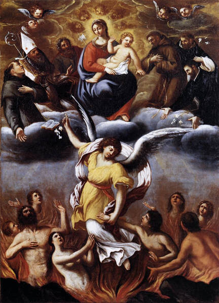 St. Michael fighting demons and protecting saints