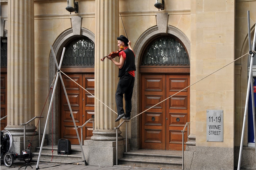 Balancing act violinist