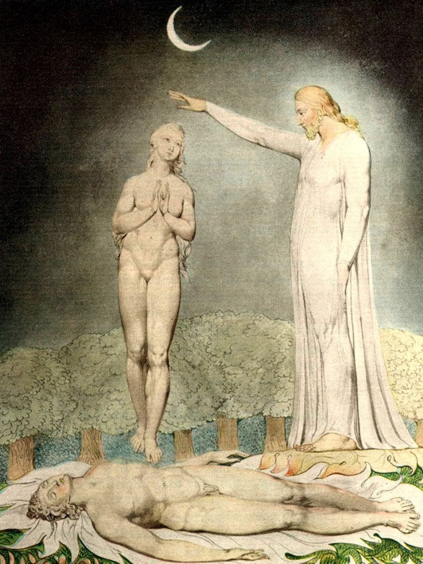 William Blake Christ raises eve from adam
